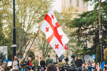 Tbilisi, Georgia: May  2024 year The rally on Rustaveli Avenue, the slogan of the rally is not...