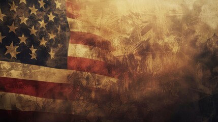 USA flag grunge retro background generated by ai