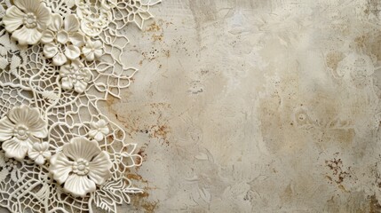 This textured background combines coarse sandpaper textures with delicate lace patterns in a harmonious mix of textures.
