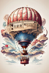 Adventure Aloft: A Whimsical Hot Air Balloon painting