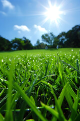 Radiant Zoysia Grass Basking under the Tranquil Summer Sky