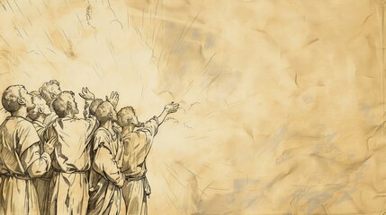 Vision of Heaven Opening During Stephen’s Stoning - Biblical Watercolor Illustration