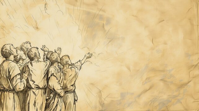 Vision of Heaven Opening During Stephen&rsquo;s Stoning - Biblical Watercolor Illustration