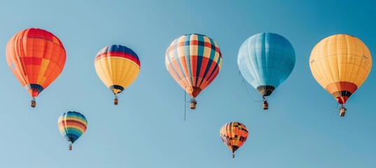 Fototapeta premium Spectacular view of colorful sky with hot air balloons gently drifting in a picturesque scene