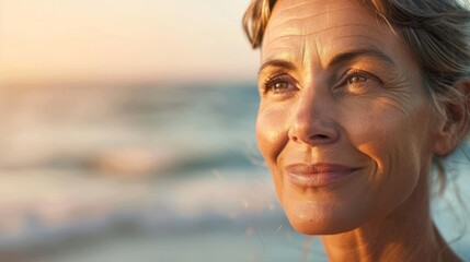 Seaside Bliss: A Happy Woman's Moment
