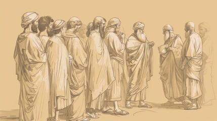 Silversmiths Rioting Against Paul in Ephesus - Biblical Watercolor Illustration