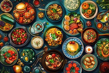 Extraordinary Culinary Feast An Otherworldly Spread of Visually Stunning and Appetizing Dishes