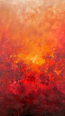 A burst of fiery reds and oranges exploding across the canvas, like the first light of dawn breaking over the horizon.