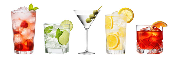 Glass of cocktail png element set on transparent background