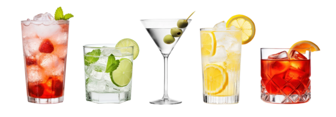 Glass of cocktail png element set on transparent background