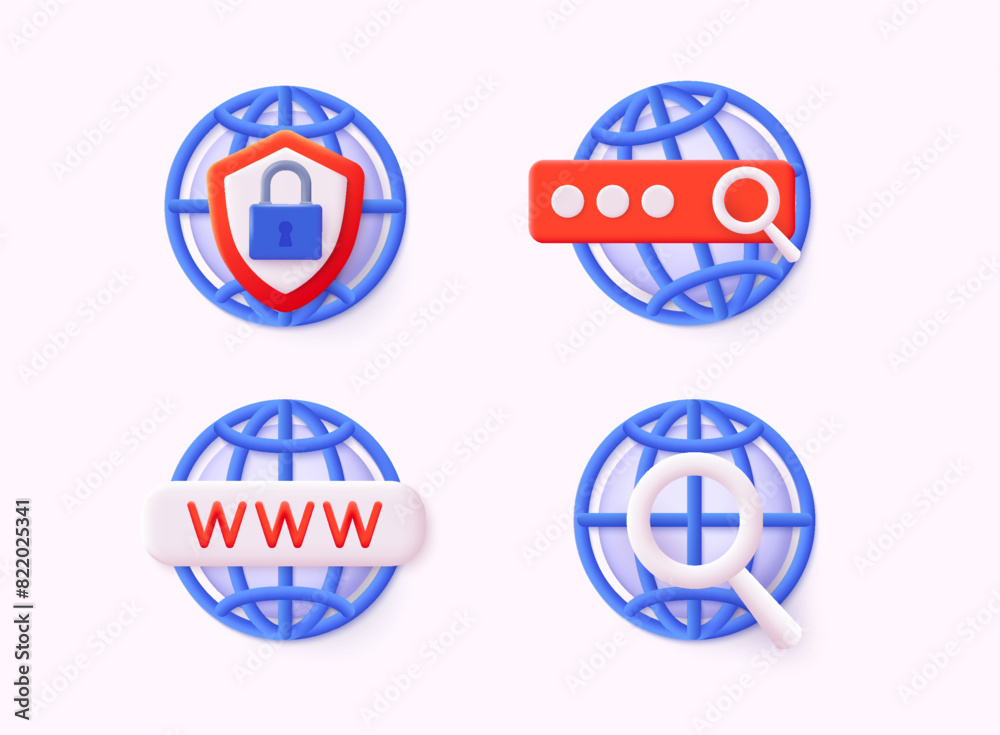 Poster www search bar icon. address and navigation bar icon. cyber security, shield lock. personal data sec
