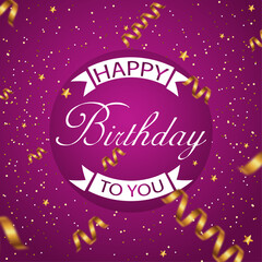 golden confetti and shimmery birthday background for Party and Celebrations. Happy birthday card. Vector background design.