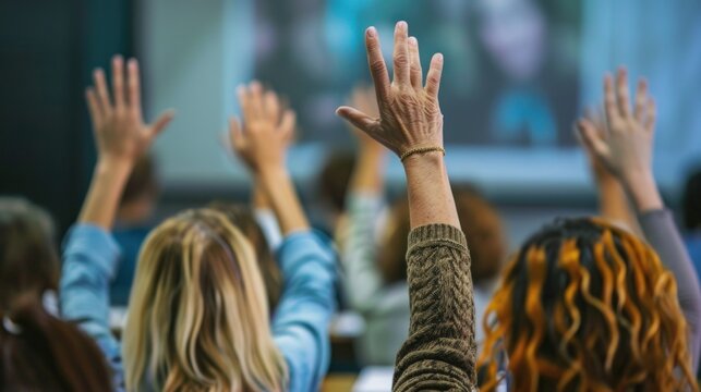 people raising hands
