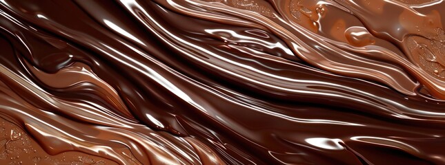 Abstract chocolate background with waves of melted dark and milk chocolate.