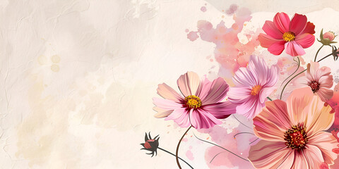 "Delicate Floral Watercolor Art" | "Pastel Flowers on Abstract Background"

