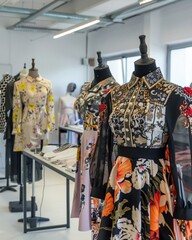 Fashion Studio Showcasing Various Shirt Designs on Mannequins, Highlighting the Creative Process