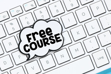 FREE COURSE. Word writing text Free Course. Business concept.