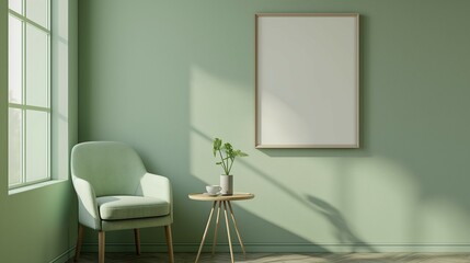 Fototapeta premium Frame mockup, chair and tea table, Hanok room interior