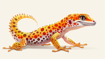 Naklejka premium Illustration of a vibrant gecko with a distinctive spotted pattern, showcasing its unique and colorful appearance.