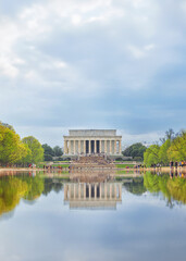  Lincoln memorial and pool in Washington DC, USA Poster