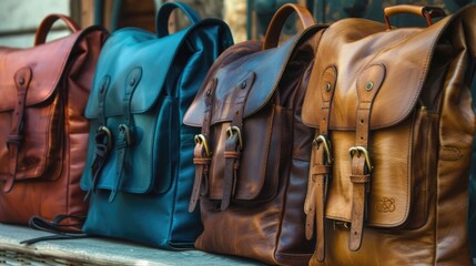 A fashionable backpack, made from luxurious leather and designed with practicality in mind.
