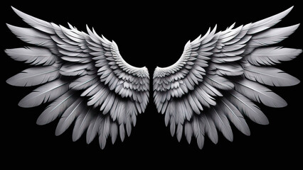 Obraz premium Isolated White Angel Wings on Black