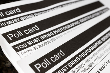 British Poll Cards for Voting in UK or United Kingdom Elections