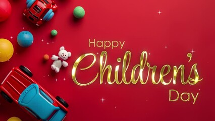 Children's day animated happy children's day lettering text background greeting world children's day 3d 4k