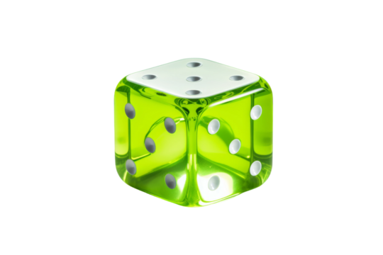 Enchanted Emerald: A Dice of Luck and Fortune on a Clear PNG or White Background.