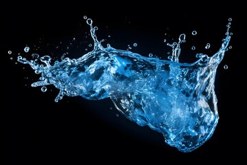  blue soft drink splash on black background