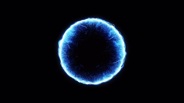 Blue Energy Round Portal. Glowing Magical Circle on transparent background. Looped video.