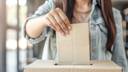 Voting Election Power American Citizen Casting Vote with Flag Backdrop Digital Art Poster Background Wallpaper Brainstorming