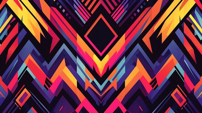 Abstract Geometric Pattern Background in High-Contrast Colors, Front View, Modern Tech Tone