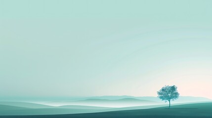 Calm Serenity - Minimalist Side View of Tranquil Landscape in Advanced Analogous Color Scheme