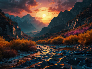 Majestic Mountain Sunset View