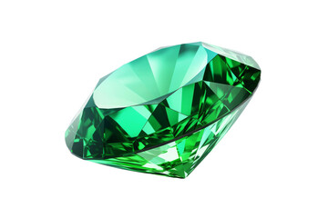 Enchanted Emerald: A Green Diamond Sparkles Against a Blank Canvas on a Clear PNG or White Background.