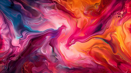Obraz premium Abstract painting with vibrant swirling colors in a fluid pattern.