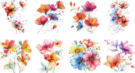 Obraz premium Set of beautiful floral elements for composition. Use for cloth, greeting card, invitation, wedding concept, arrangement, floral poster, woman cloth, fabric, floral bouquets. Vector eps illustrator. 