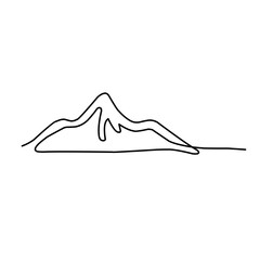 One continuous line drawing of mountain