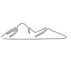 One continuous line drawing of mountain