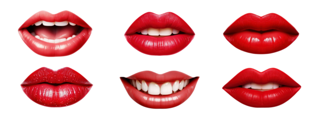 Woman lip png element set on transparent background