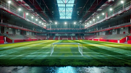 Soccer field arena. Sport background illustration generated by AI