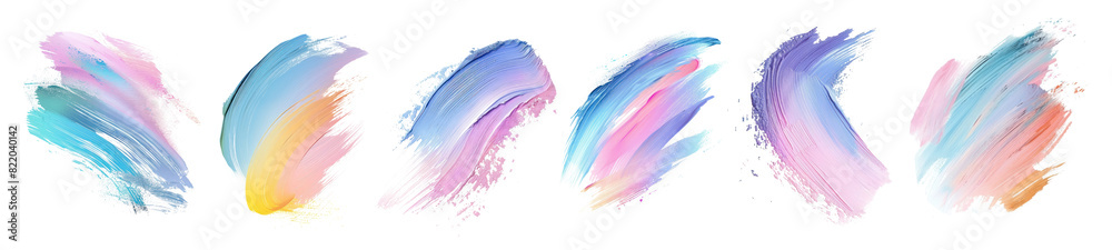 Wall mural Pastel brushstroke png element set on transparent background