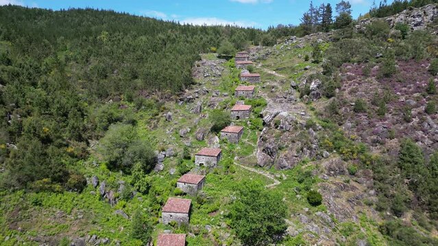 Aerial view of Picon e do Folon Watermills, O Rosal, Pontevedra, Spain.
