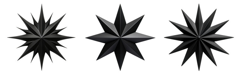 Obraz premium 3d black matte star shape png element set on transparent background