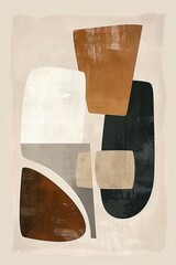 Simplified Abstract Art: Beige Neutral Tone, Minimalist Style with Geometric Shapes, Perfect for Modern Homes