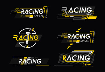 Race sport car stripe stickers, checker decals. Motorsport championship or rally racing tournament vintage symbols. Car tuning stickers, speed racing stripes. Markings for transport.