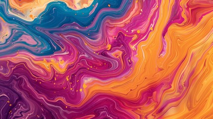 Obraz premium Vivid swirls of color blend seamlessly, creating a mesmerizing marble effect.