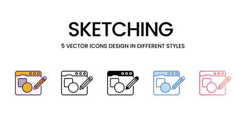 Sketching  Icons different style vector stock illustration