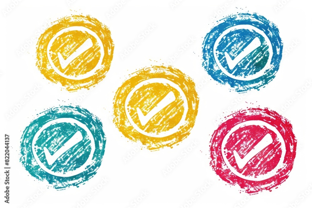 Poster a set of four colored grunge signs on a white background. perfect for design projects and advertisin